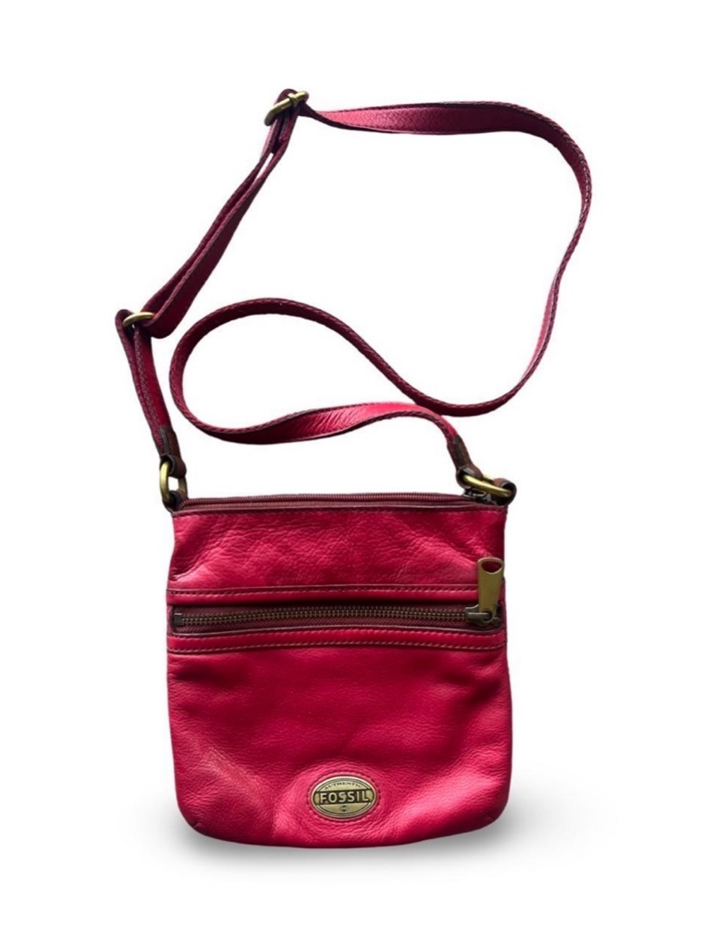Fossil Red  Leather Crossbody Bag